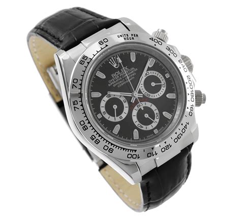 rolex daytona stahl leder schwarzes zifferblatt|rolex daytona stahl.